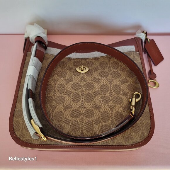 COACH Chaise Signature Canvas & Leather Crossbody Bag-Tan Rust color🎈$220. - Picture 2 of 16